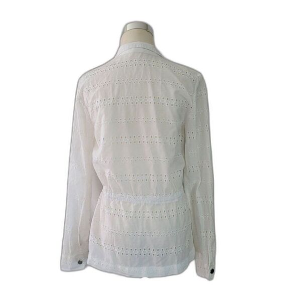 Maurices Eyelet Sanp Down White Long Sleeve Blazer Top Size S - Picture 3 of 7